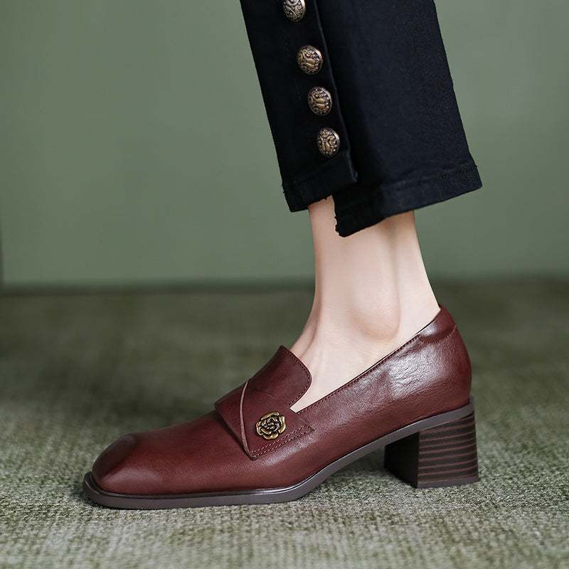 Sophisticated Cow Leather Heels Loafers