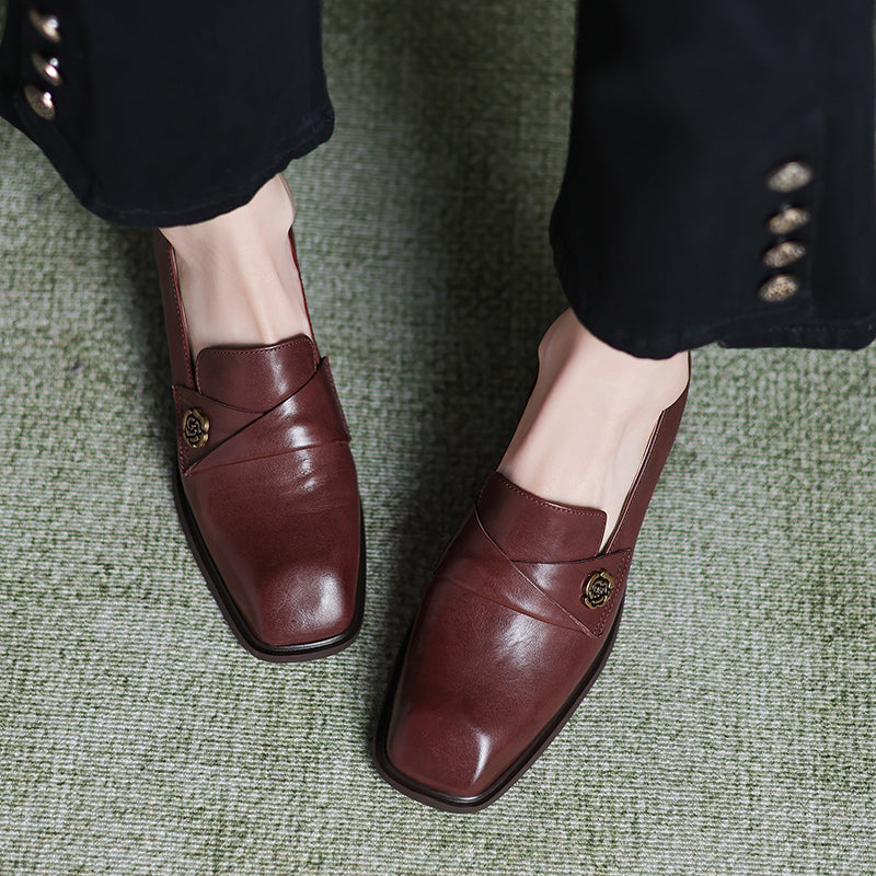 Sophisticated Cow Leather Heels Loafers