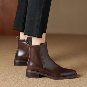 LeatherLush Cowhide Slip-On Winter Boots