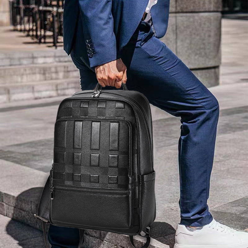 Luxury Cow Leather Laptop Travel Business Backpack