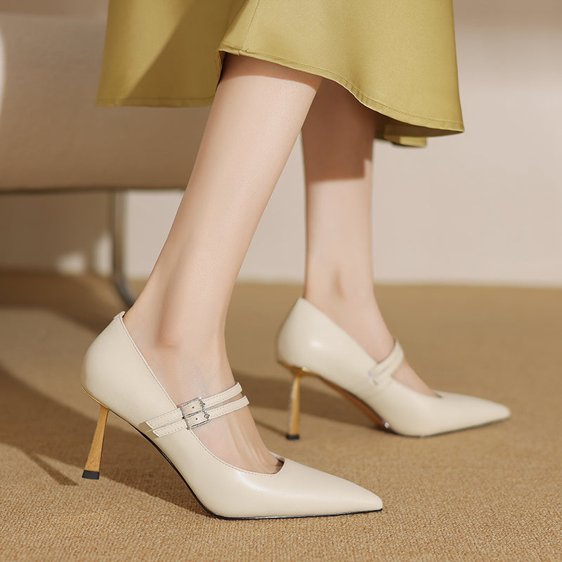 Chic Embossed Pointed Toe Slip-on Pumps