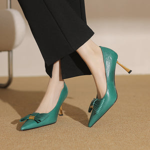 Chic Embossed Pointed Toe Slip-on Pumps