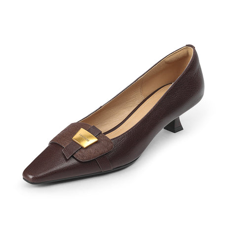 Exotic Metal Decor Square Toe Office Pumps