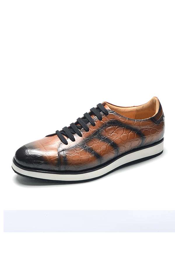 AlliLux Waterproof Alligator Print Lace Up Shoes