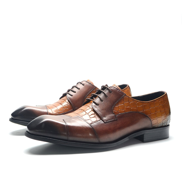 AlliLuxe Exotic Carved Leather Brogue Dress Shoes