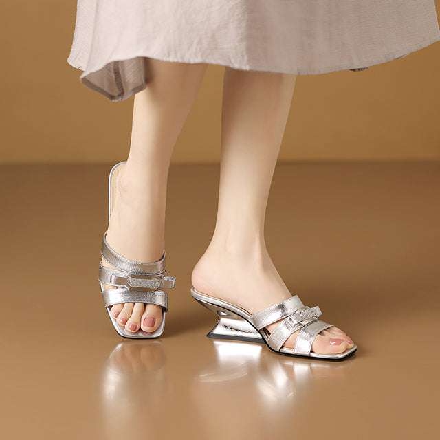 Crystal Bow Elegant French Sandals