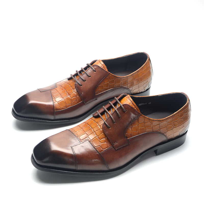 AlliLuxe Exotic Carved Leather Brogue Dress Shoes