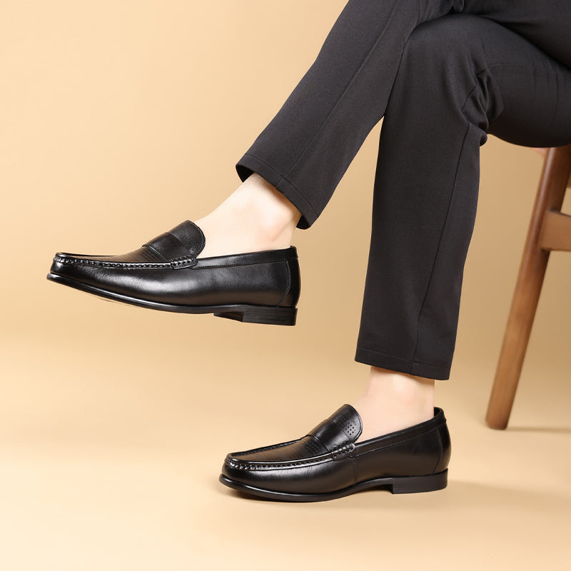 LuxLeather Elegant Genuine Leather Slip On Loafers