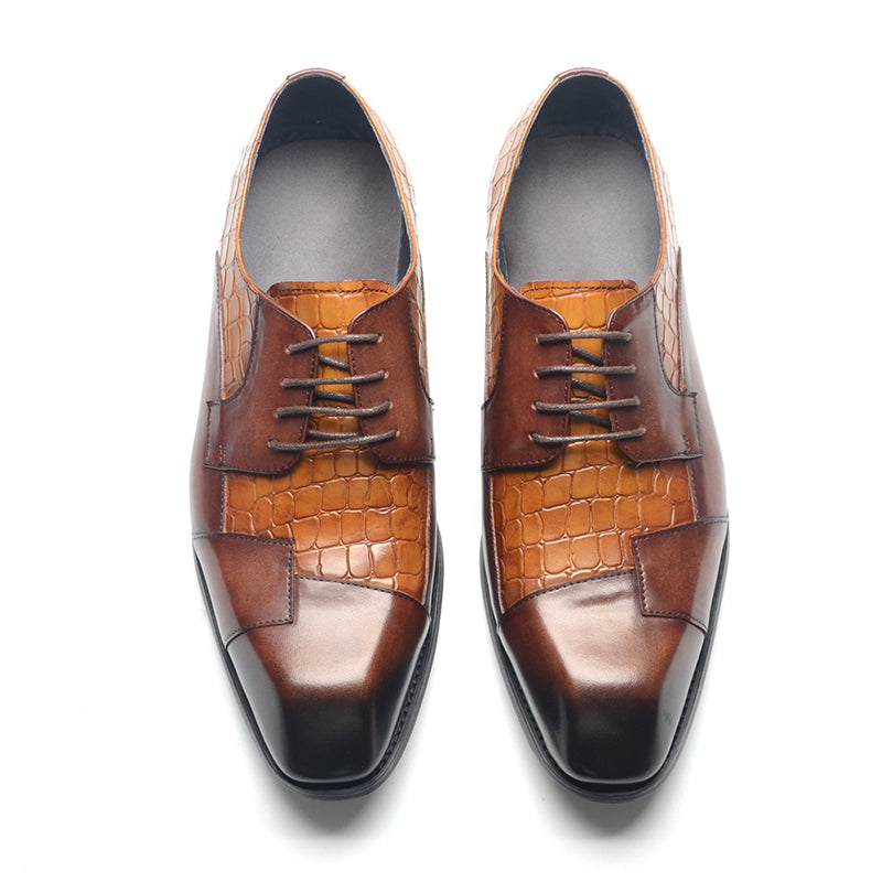 AlliLuxe Exotic Carved Leather Brogue Dress Shoes