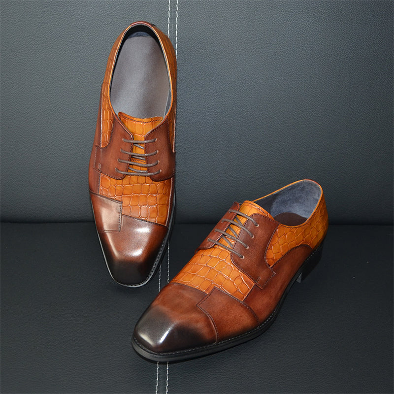 AlliLuxe Exotic Carved Leather Brogue Dress Shoes