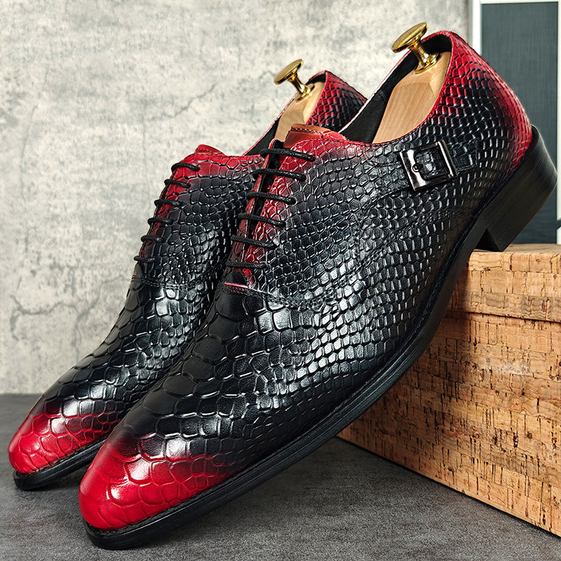 CrocoChic Leather Embossed Monkstrap Dress Shoes