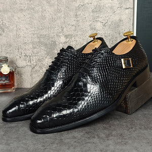 CrocoChic Leather Embossed Monkstrap Dress Shoes