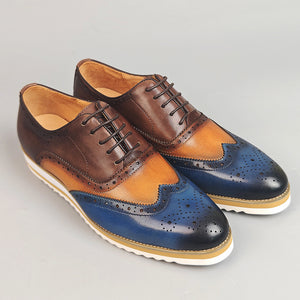 LuxeExo Round Toe Lace-up Brogue Shoes