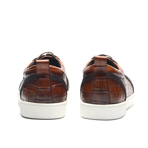 CrocLeather Chic Lace-up Casual Shoes