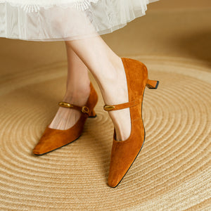 Chic Mary Janes Pointed Toe Strap Shoes