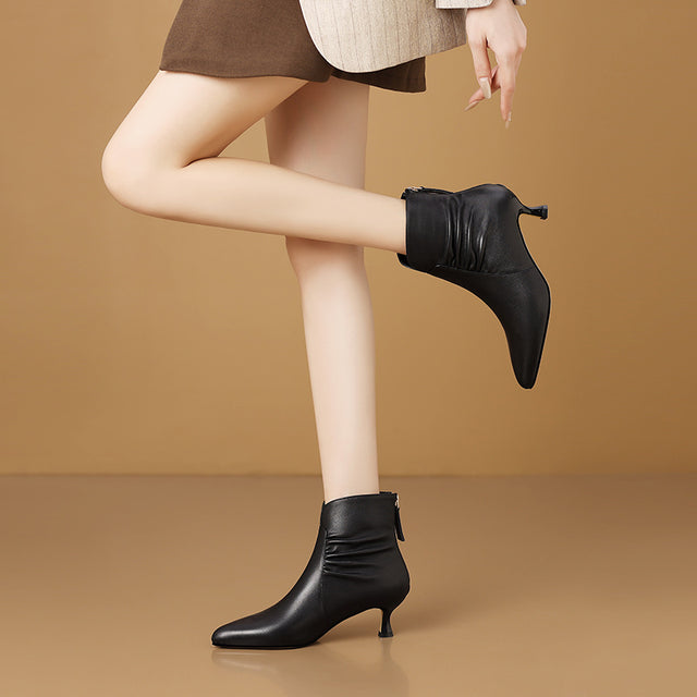 Chic Pointed Toe Zip High Heel Boots