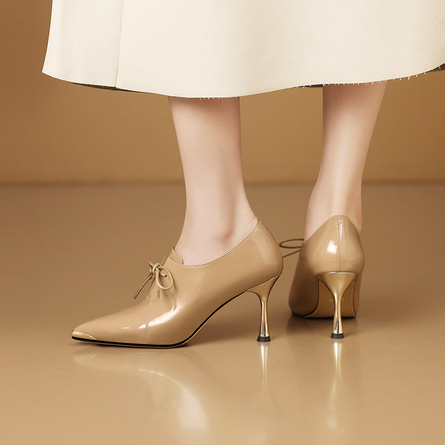 Chic Leather Pointed Toe Slip-on Pumps