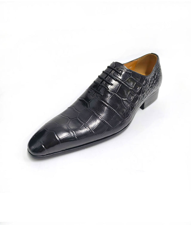 CrocLuxe Crocodile Pattern Pointed Toe Oxford