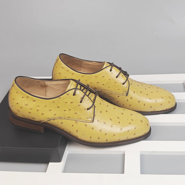 LuxeLeather Exotic Pattern Round Toe Brogue Shoes