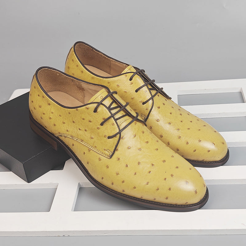 LuxeLeather Exotic Pattern Round Toe Brogue Shoes