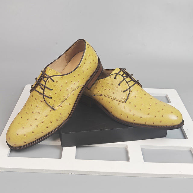 LuxeLeather Exotic Pattern Round Toe Brogue Shoes