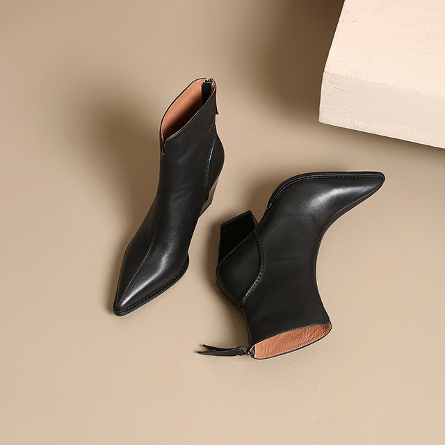 LeathElegance Pointed-Toe Winter Boots with Zip Closure