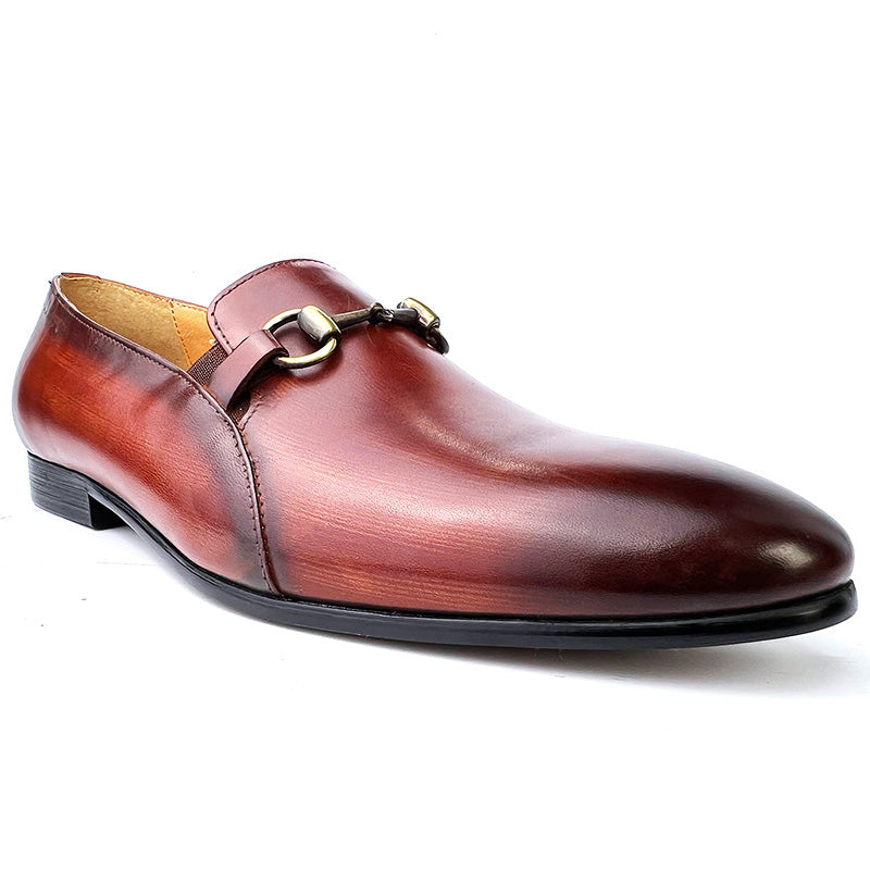 LuxElegant Round-Toe Cow Leather Loafers