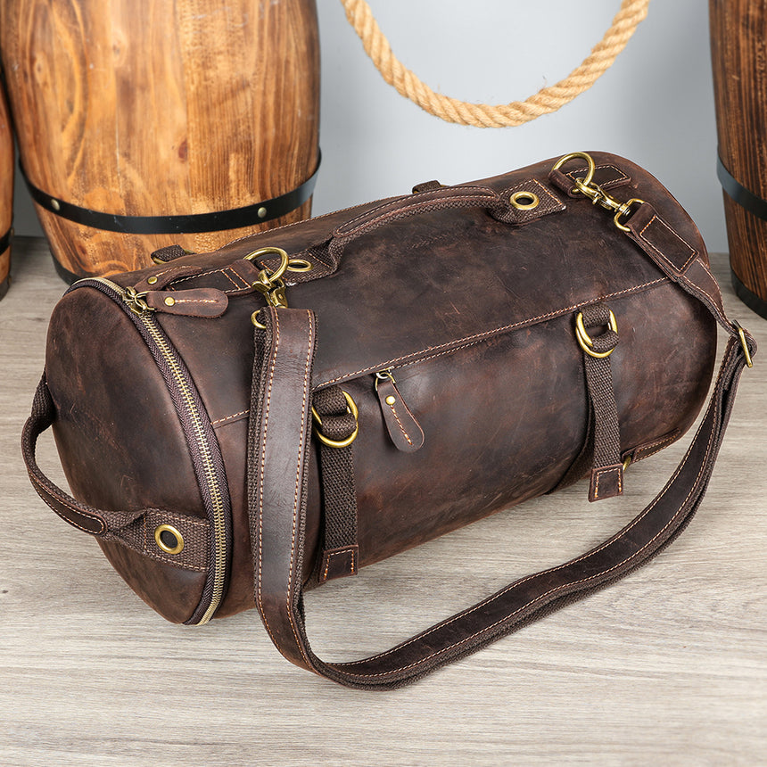 Deluxe Retro Leather Zipper Travel Messenger Bag