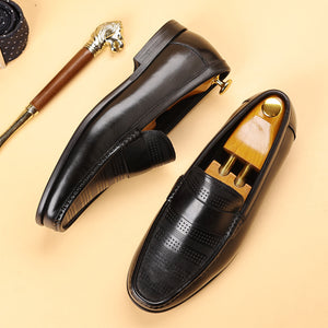 LuxLeather Elegant Genuine Leather Slip On Loafers