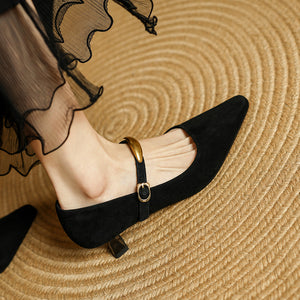 Chic Mary Janes Pointed Toe Strap Shoes