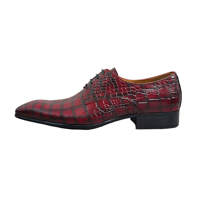 CrocLuxe Crocodile Pattern Pointed Toe Oxford