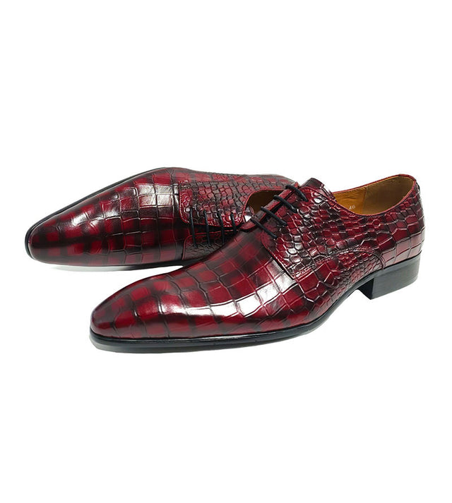 CrocLuxe Crocodile Pattern Pointed Toe Oxford