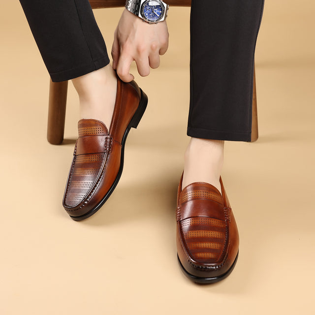 LuxLeather Elegant Genuine Leather Slip On Loafers