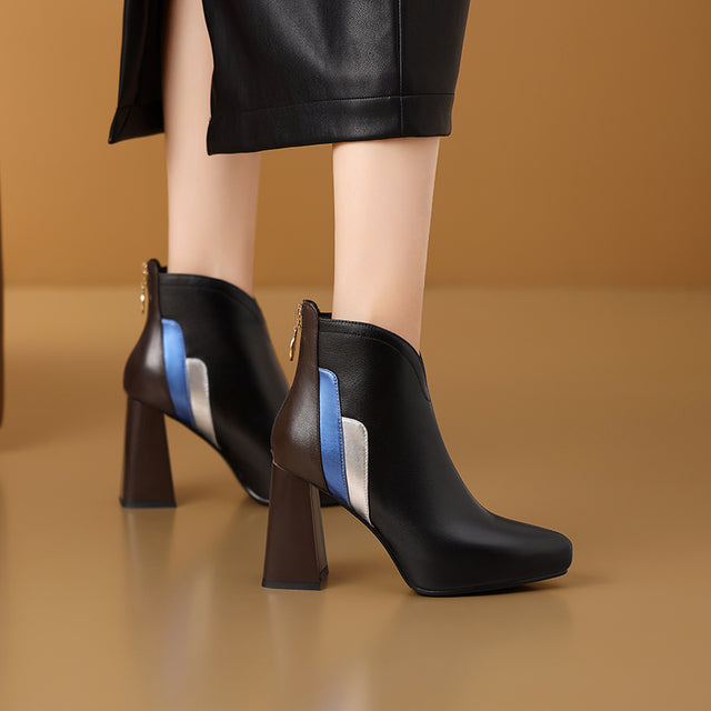 Autumn Elegance Thick Heels Ankle Boots