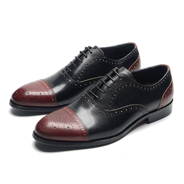 AlliLuxe Exotic Carved Leather Brogue Dress Shoes