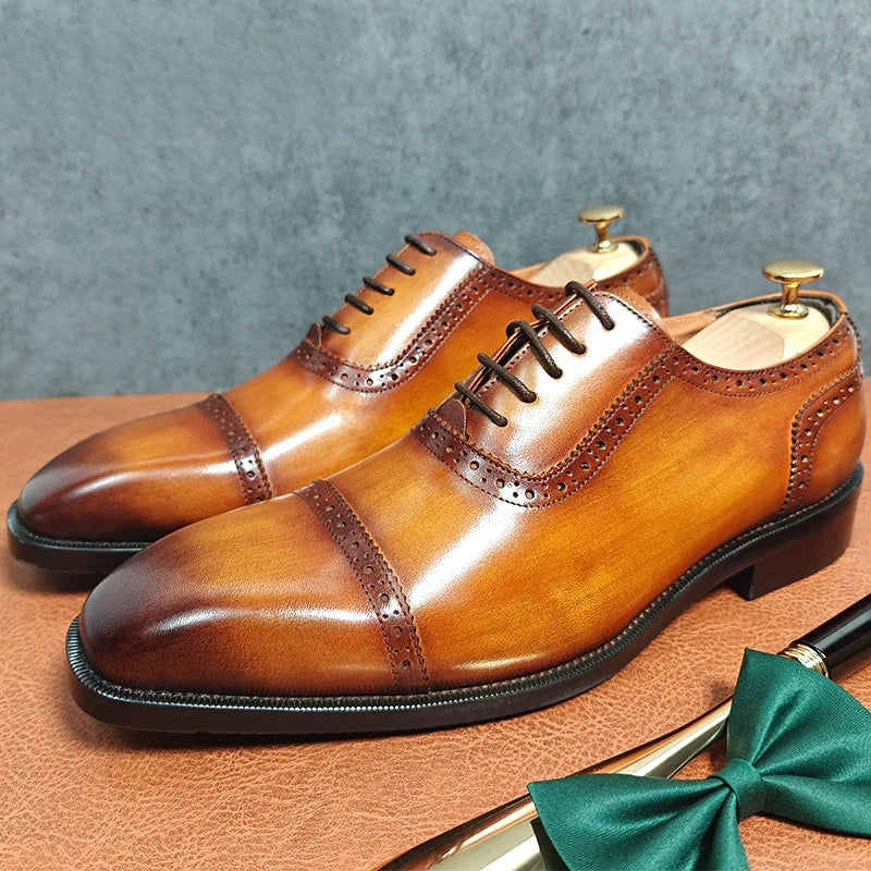 LeatherLux Round-Toe Genuine Elegance Dress Shoes