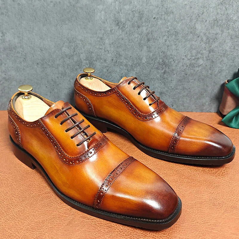 LeatherLux Round-Toe Genuine Elegance Dress Shoes