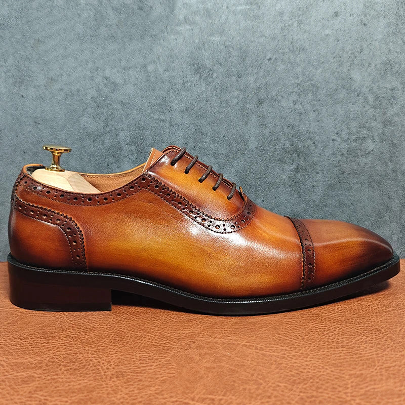 LeatherLux Round-Toe Genuine Elegance Dress Shoes