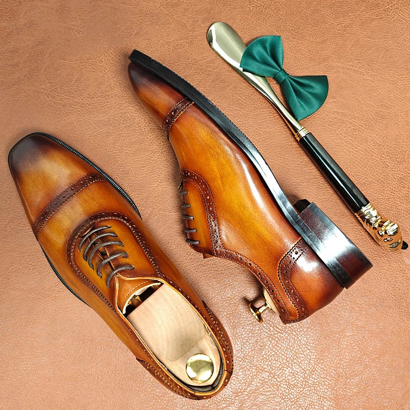 LeatherLux Round-Toe Genuine Elegance Dress Shoes