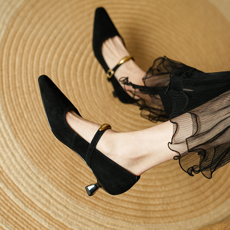 Chic Mary Janes Pointed Toe Strap Shoes