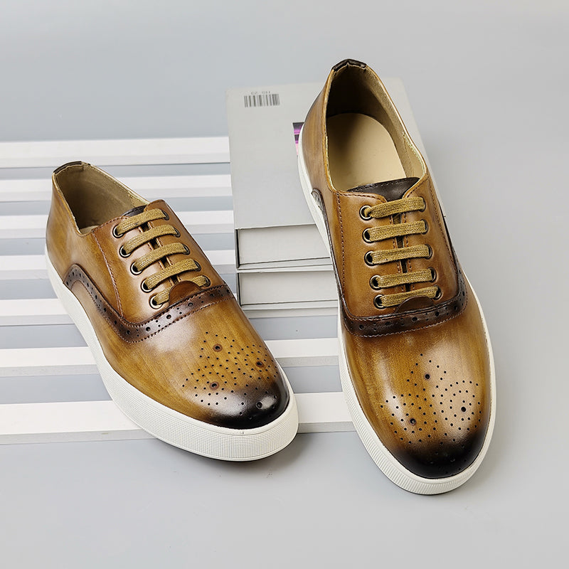 CrocLeather Chic Lace-up Casual Shoes