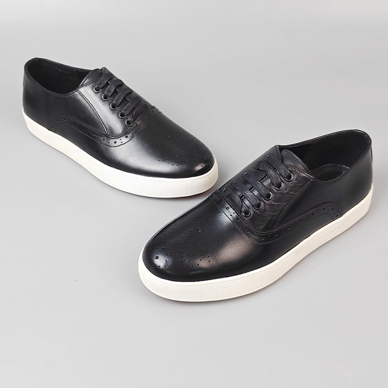 CrocLeather Chic Lace-up Casual Shoes