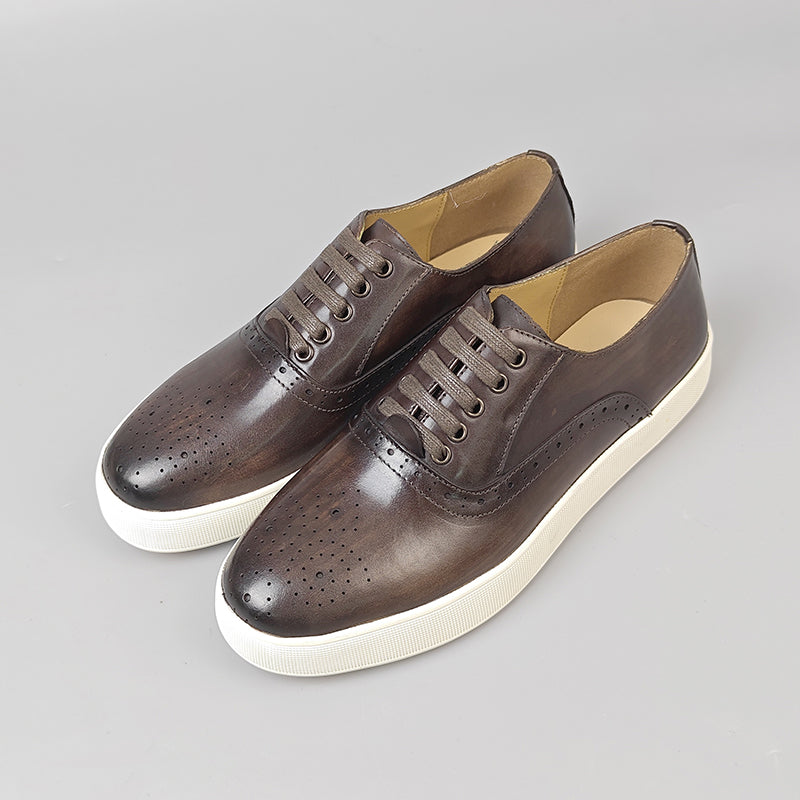 CrocLeather Chic Lace-up Casual Shoes