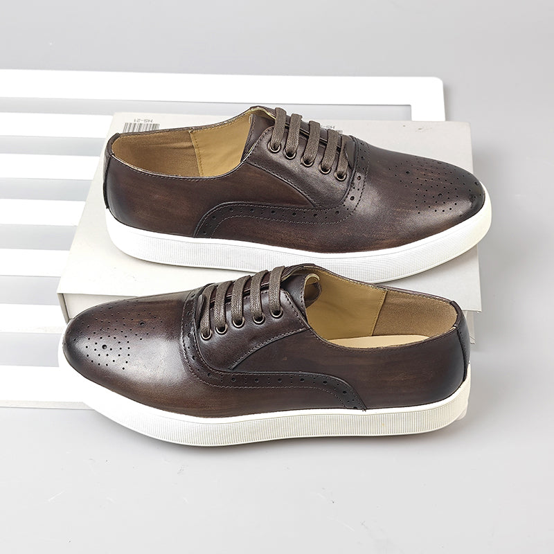 CrocLeather Chic Lace-up Casual Shoes