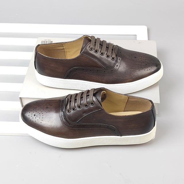 CrocLeather Chic Lace-up Casual Shoes