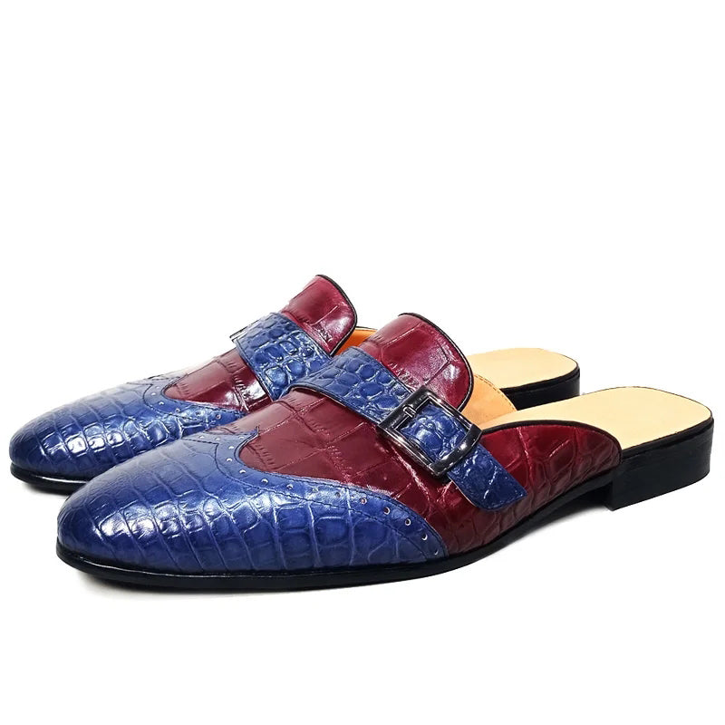 Elegant Embossed Leather Business Slippers