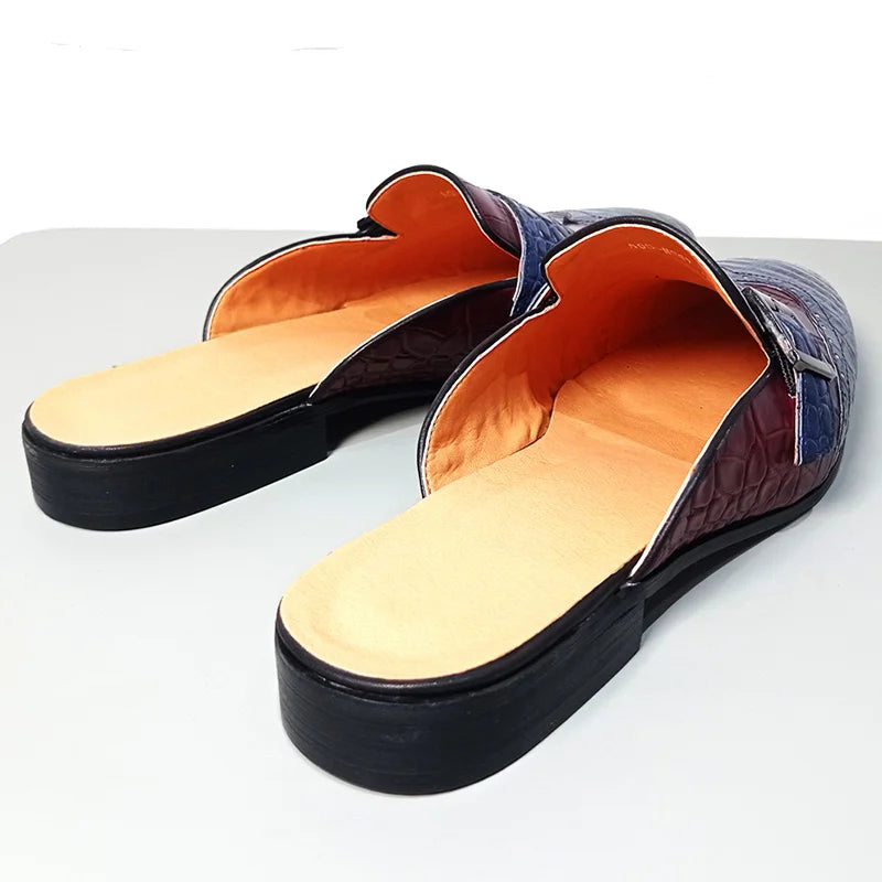 Elegant Embossed Leather Business Slippers