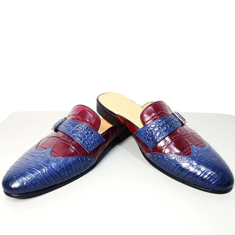 Elegant Embossed Leather Business Slippers