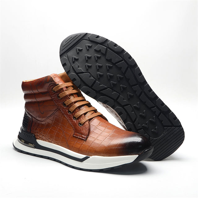 AlliTex Flat Lace Up Leather Ankle Boots