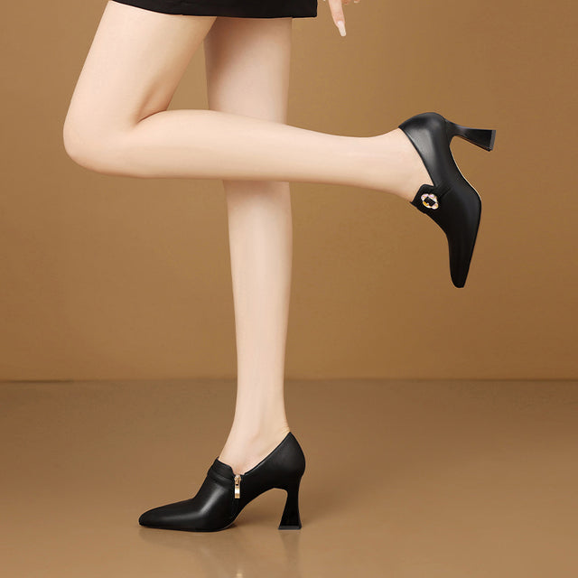 AlliLuxe Classic Pointed Toe Elegant Heel Shoes